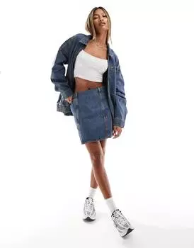 Юбка Asos Weekend Collective Denim Mini, синий