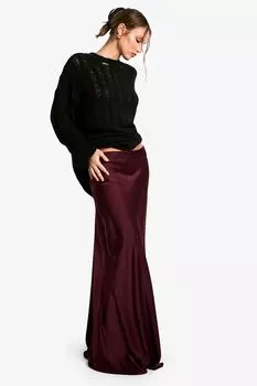 Юбка атласная Boohoo, бордовый