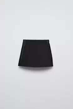 Юбка атласная с полосами по бокам ZARA, черный