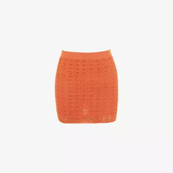 Юбка ажурной вязки со спиральными оборками и ярусами Mistress Rocks, оранжевый