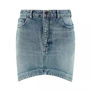 Юбка Balenciaga Curved-hem Denim Mini, голубой
