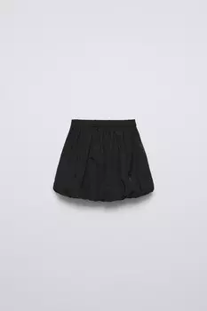 Юбка-баллон из строченной ткани ZARA, черный