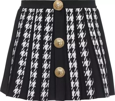 Юбка Balmain Houndstooth Pleated Knit Mini Skirt 'Noir/Blanc', черный