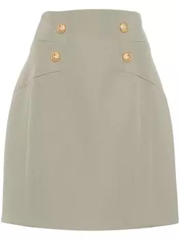 Юбка Balmain с золотистыми пуговицами, зеленый