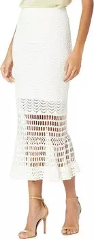 Юбка BCBGMAXAZRIA Crochet Midi Skirt, белый