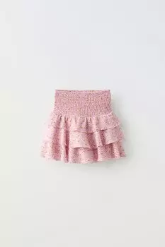 Юбка-бермуды с цветочными изделиями ZARA, розовый