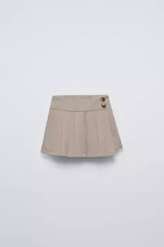 Юбка-бермуды с короткими складками ZARA, кэмел