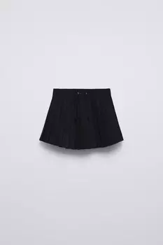 Юбка-бермуды с короткими складками ZARA, темно-синий