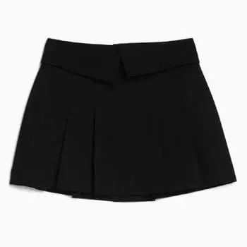 Юбка Bershka Box Pleat Tailored Mini, черный