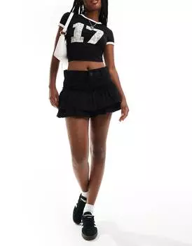 Юбка Bershka Button Detail, черный