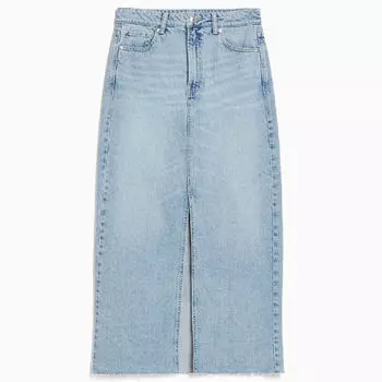Юбка Bershka Long Denim, голубой