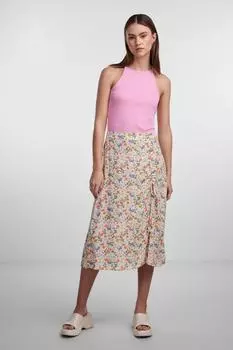 Юбка - Бежевый - Миди PIECES, бежевый