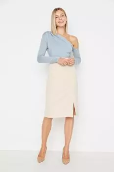 Юбка - Бежевый - Миди Trendyol, бежевый