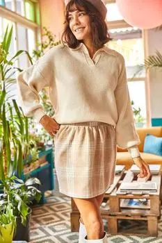 Юбка - Бежевый - Мини Olalook, бежевый