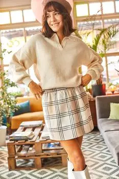 Юбка - Бежевый - Мини Olalook, бежевый