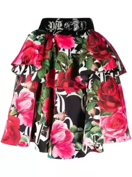 Юбка Blossom с цветочным принтом Philipp Plein, черный