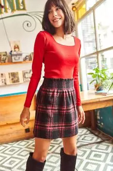 Юбка - Бордовый - Мини Olalook