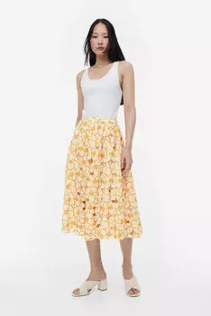 Юбка бродери в англезском стиле H&M, желтый