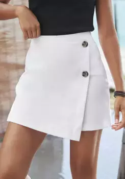 Юбка-брюки Buffalo, с запахом и декоративными пуговицами, короткая юбка, повседневный шик, элегантная, белый