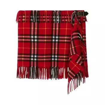 Юбка Burberry Check Wool Cashmere Scarf Skirt Currant, красный