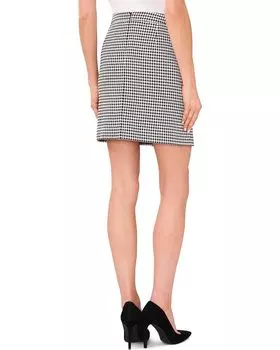 Юбка CeCe Houndstooth A-Line Skirt with Darts, цвет Rich Black
