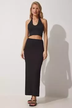 Юбка - Черный - Макси Happiness stanbul, черный