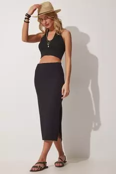 Юбка - Черный - Миди Happiness stanbul, черный