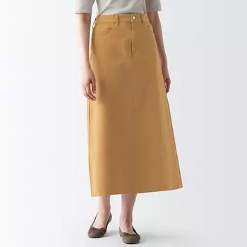 Юбка-чинос А-силуэта с вертикальным и горизонтальным стрейчем MUJI, темная горчица