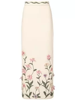 Юбка Chlorella с цветочной вышивкой Agua By Agua Bendita, нейтральный цвет