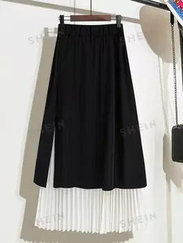 Юбка Clasi Pak Tiew, элегантный фасон, подходит для путешествий, специальный размер Shein, черно-белый