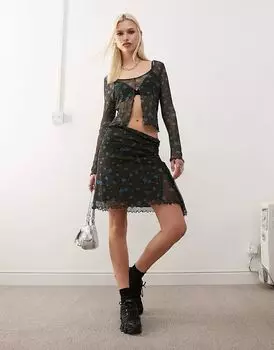 Юбка COLLUSION коричневого цвета с цветочным принтом (часть комплекта)