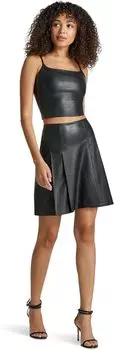Юбка Commando Faux Leather Pleated Mini Skirt, черный