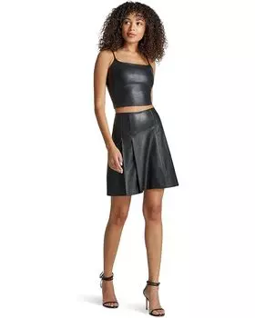Юбка Commando Faux Leather Pleated Mini Skirt, черный
