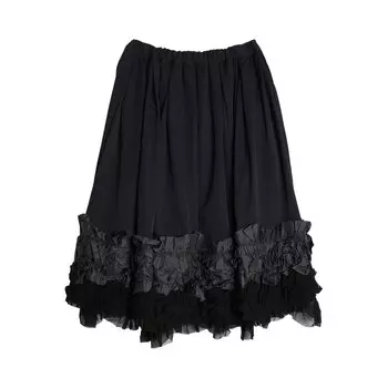 Юбка Comme des Garons из шерстяного габардина и кружева, темно-синий/черный