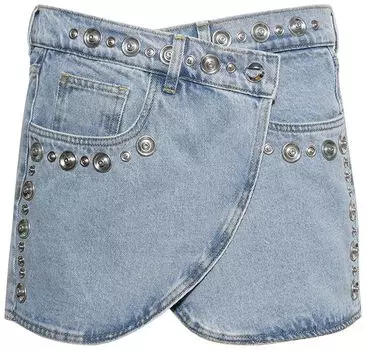 Юбка Coperni Studded Denim Mini Skirt 'Blue', синий