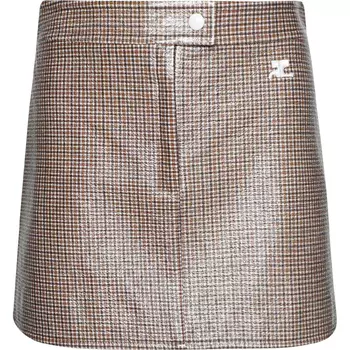 Юбка Courrges Reedition Checked Vinyl Mini, коричневый