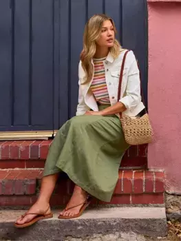 Юбка Crew Clothing Button Linen Blend