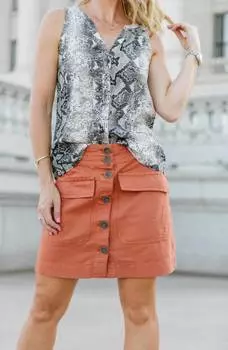 Юбка Desert на пуговицах спереди в цвете Sierra Sanctuary