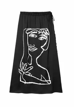 Юбка Desigual ARTY FACE MIDI, черный