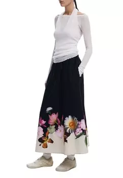 Юбка Desigual хлопковая макси, черный