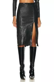 Юбка Diesel Leather Midi, черный