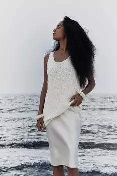 Юбка длиной до колена H&M, бежевый