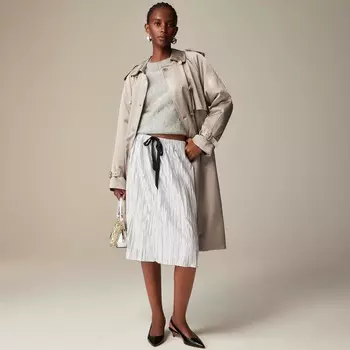 Юбка длиной до колена из жатого нейлона. J.Crew, голубой