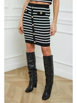Юбка длиной до колена Josfine, черный/белый