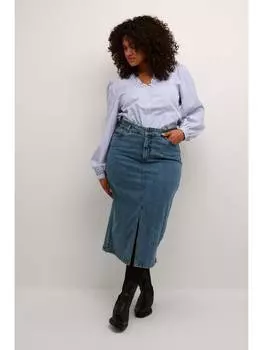 Юбка длиной до колена KAFFE curve, цвет blue denim