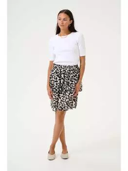 Юбка длиной до колена Kaffe, цвет black/white leopard