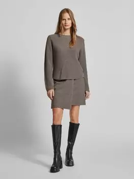 Юбка длиной до колена с эластичным поясом Oui, серо-коричневый