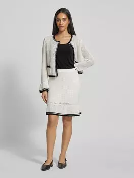 Юбка длиной до колена, вязаная спицами с ажурным узором Marc Cain, кремовый