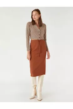 Юбка длины миди с завязкой на талии Koton, коричневый