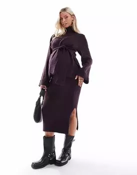 Юбка для беременных Mamalicious, трикотажная, длиной до щиколотки, сливового цвета